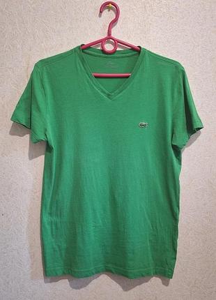 Пригодна мужская футболка lacoste original зеленая 100% хлопок m