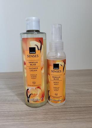 Набор avon senses/эйвон сенсес ванильная сладость (гель 250 мл + спрей 100 мл)