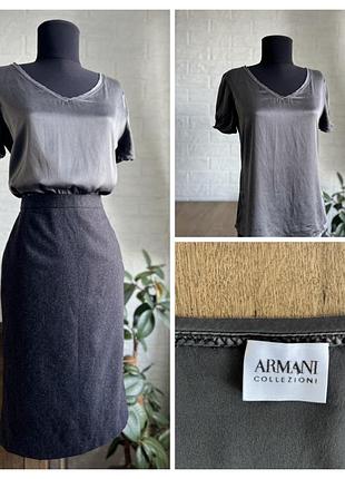 Шовкова блуза armani collezioni оригінал / розкішна блузка з натурального шовку, сіра, m,38