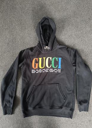 Черный худи gucci «cities» с разноцветным принтом xl