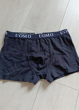 Черные трусы мужские базовые боксерки котоновые uomo s c 8 36 44