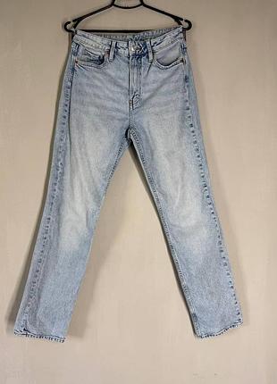 Стильні світлі прямі джинси h&m straight high waist (розмір s/m, eur 38)