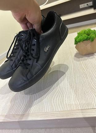 Оригінальні чорні шкіряні кеди lacoste (натуральна шкіра) розмір 42,5