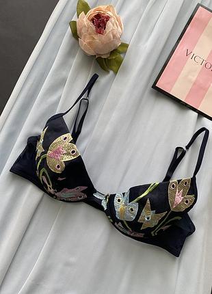 Винтажный  коллекционный бюстгальтер  бюстье лиф лифчик malizia by la perla (италия, 90-е) с роскошной вышивкой