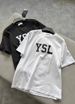 Футболка ysl універсальна базовий колір принт