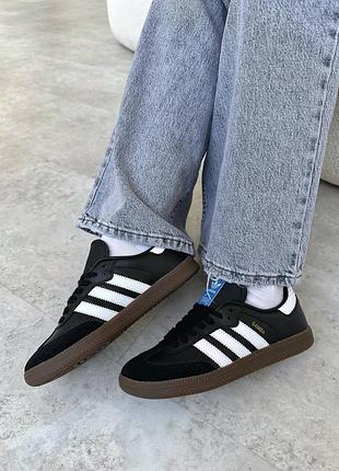 Кроссовки adidas samba black кожаные