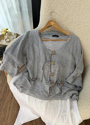 Лляний італійський кардиган / блуза в стилі бохо лагенлук (made in italy), м