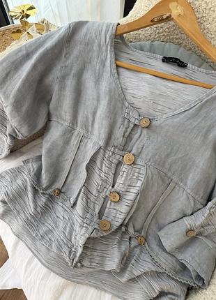 Лляний італійський кардиган / блуза в стилі бохо лагенлук (made in italy), м