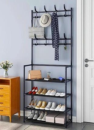 Вішалка для одягу підлогова new simple floor clothes rack, стійка вішалка для речей взуття з полицями