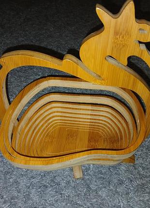 Сложная древесная фруктовница дракон швеция 30×27×19см