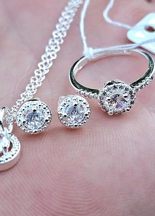 Срібний комплект прикрас 925 проби з фіанітами swarovski! знижка -70% 💍