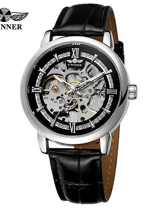 Наручний годинник forsining 8173 silver-black leather