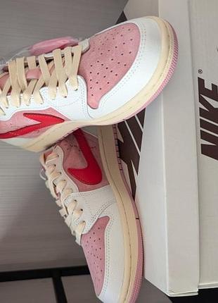 Кросівки чоловічі nike air jordan 1 low travis scott pink / red, розмір 40