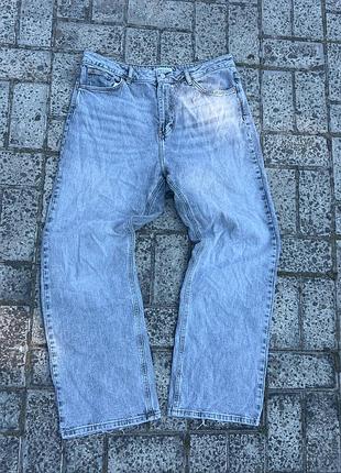 Джинсы прямые wide leg светлые вареные | стиль y2k | размер w31-32 (m/l)