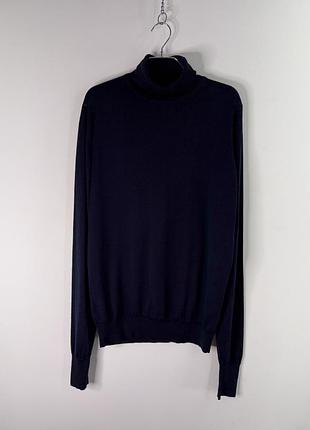 John smedley merino wool cherwell navy turtleneck sweater l size