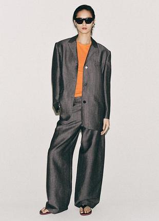 Прямий блейзер zw collection вовна/льон zara