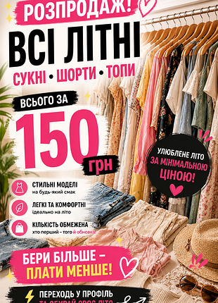 🔥 розпродаж! всі літні речі по 150 грн