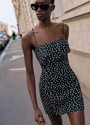 Короткое платье в горошек от zara