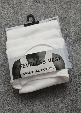 Набір чоловічих майок m&s cotton sleeveless vests 3 шт. р. s білі