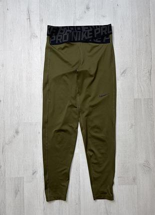 Жіночі легінси nike pro dri-fit (zir02wtub-001) спортивні компресійні оливкові розмір m