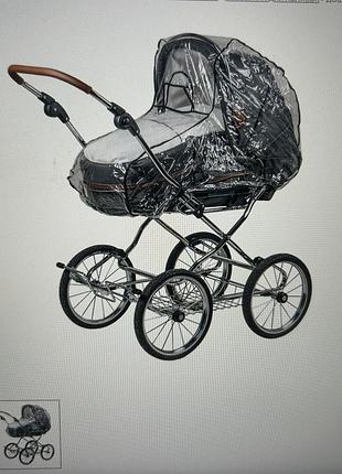 Дощовик для дитячого візка hesba rain cover transparent / white