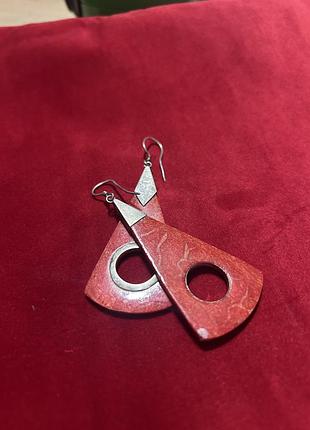 Сережки зі срібла та коралу (без проби)