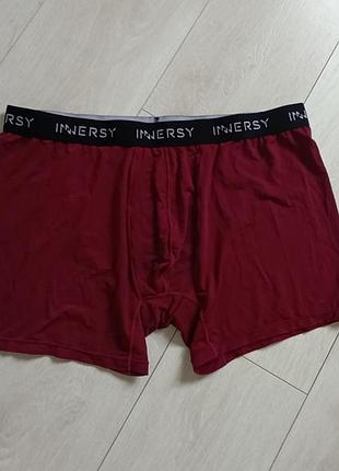 Бордовые боксерки базовые трусы мужские большого размера inersy xl 2xl 14 16 42 44