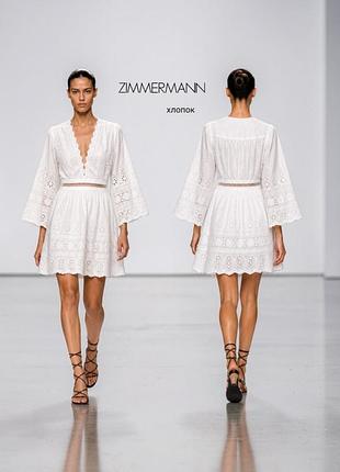Zimmermann хлопковое платье с вышивкой решелье.