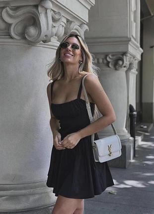 Чорна коротка сукня zara, із бавовни, з карманами, s