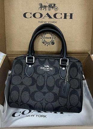 Coach rowan satchel bag in signature canvas grey/silver