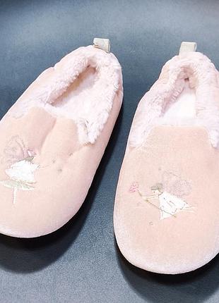 Детские домашние тапочки the little white company (лондон), (роз.35) для девочки в нежном розовом цвете