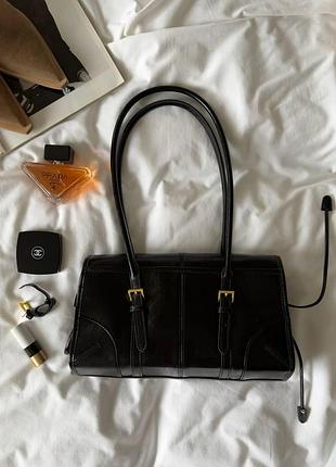Prada medium leather shoulder bag black 2