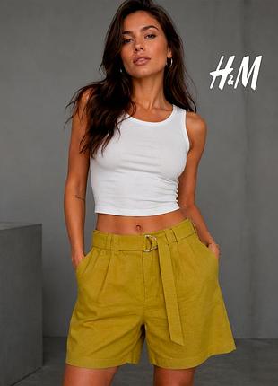 Новые горчичные шорты бермуды с поясом h&amp;m 38