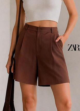 Нові шоколадні шорти бермуди з середньою посадкою zara