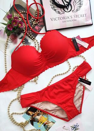 Купальник victoria's secret 34c 75c 80b 36b s m 36 38 40 яскравий червоний