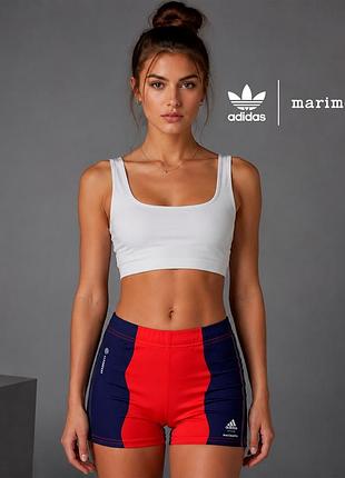 Новые оригинальные красно синие шорты adidas x marimekko