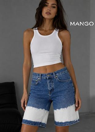 Нові сині джинсові шорти бермуди з ефектом тай дай mango 36
