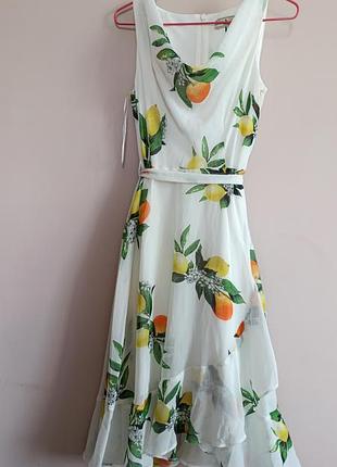 Літня сукня міді з цитрусовим принтом billie & blossom (dorothy perkins)
