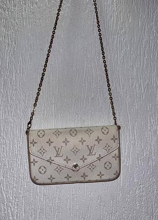 Сумка жіноча louis vuitton біла з монограмою
