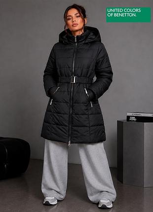 Жіночий подовжений пуховик перо+пух (не товстий) united color of benetton 42