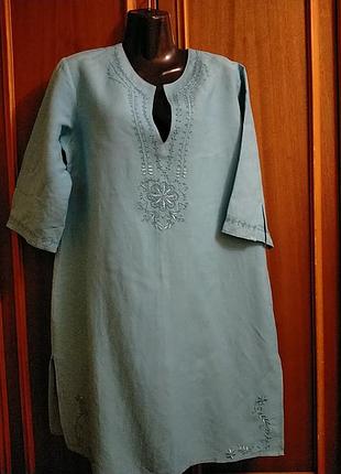 Платье- туника то yoors крапива ( раме)55% + вискоза бирюза р. 40 9