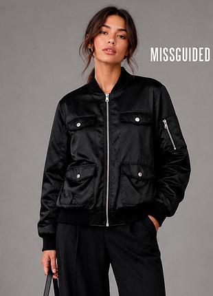 Новий чорний сатиновий бомбер куртка оверсайз missguided