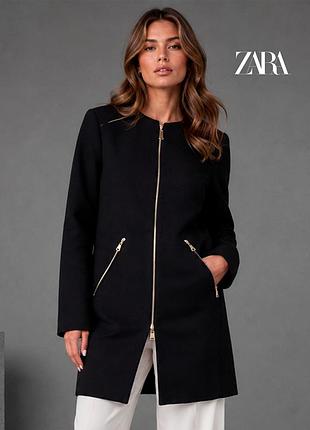 Нове чорне пальто демісезон на блискавці  zara xs