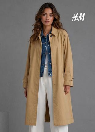 Новій жіночий коричневий широкий до низу тренч h&m 34