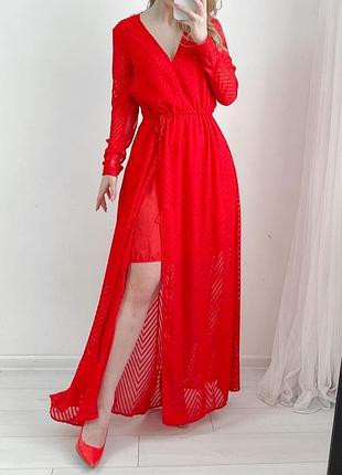 Красное длинное платье от h&amp;m