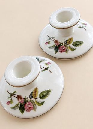 Вінтажні порцелянові  свічники wedgwood hathaway rose bone china england