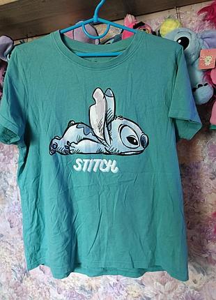 Стич stitch красивая футболка бирюза