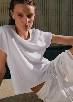 Базовая белая футболка zara оригинал легкий хлопок