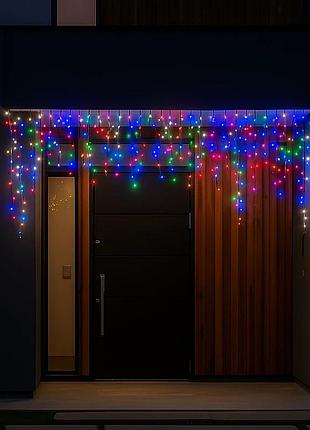 Новорічна гірлянда вулична бахрома 6 м 105 led білий провід мультиколор 6mwmlnew