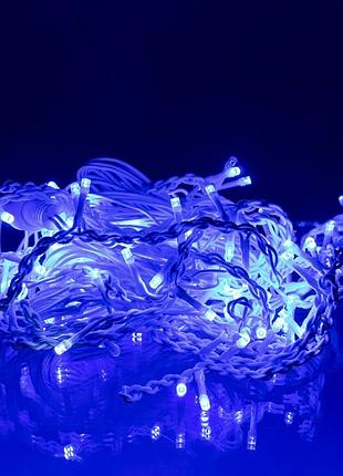 Новорічна гірлянда вулична бахрома 6 м 105 led білий провід синій 6мwbl